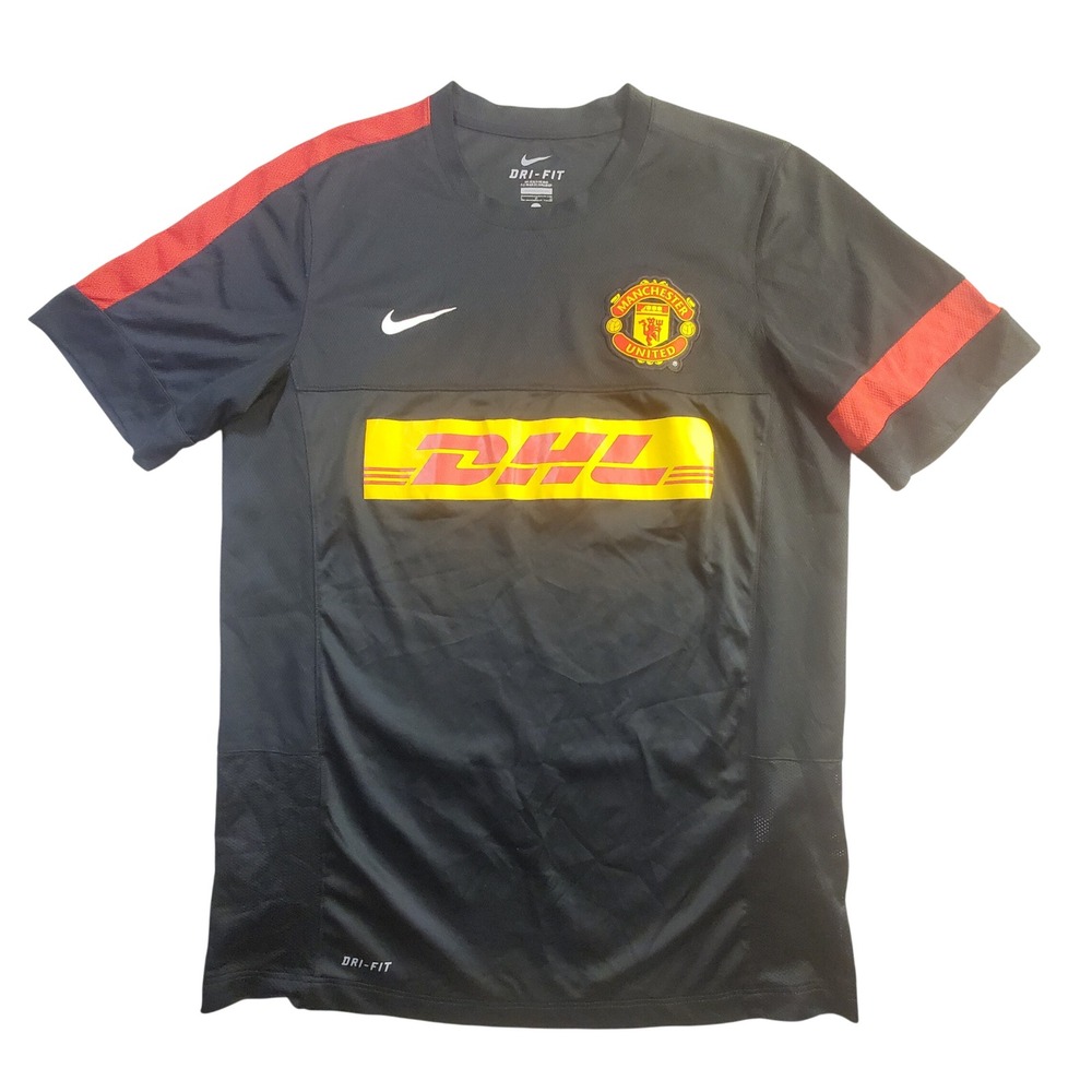 Nike Manchester United DHL Training Jersey Mens Large Black Red Dri-FIT Soccer